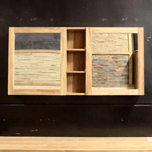 MALAYA Spiegelschrank Badspiegel Wandspiegel Teak 140x70x18 cm - Bild 1 von 6