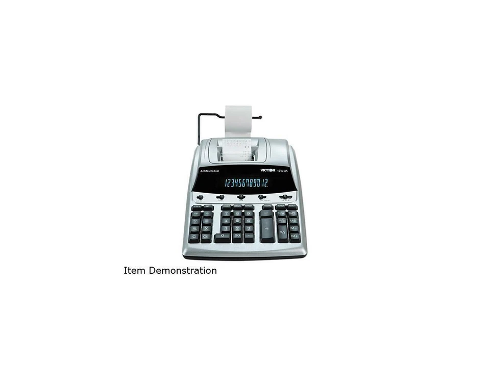 Victor 1240-3A AntiMicrobial Two-Color Printing Calculator, 12-Digit Fluorescent - Image 1 of 1