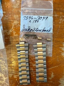 NEW Vintage 1970's Men's Watch Band Seiko Silver Gold Stainless 20mm # 7546-8049 - Picture 1 of 2