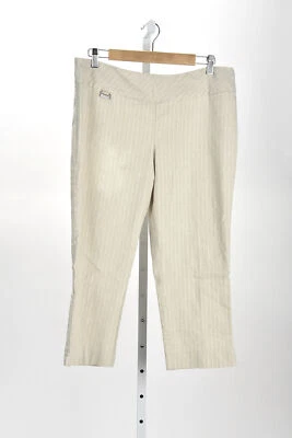 Pantalones de vestir Peek and Peck a rayas recortados cintura elástica lino talla 14P Foto 1 de 4