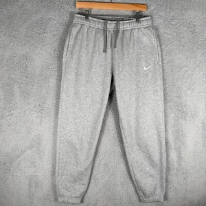 Nike Jogger Sweatpants Men's Medium Tall Gray Swoosh Logo Drawstring Fleece - Picture 1 of 5