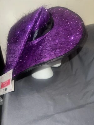 Eyelash Witch Hat Purple Black NWT Adult Halloween Costume Metallic - Image 1 of 4