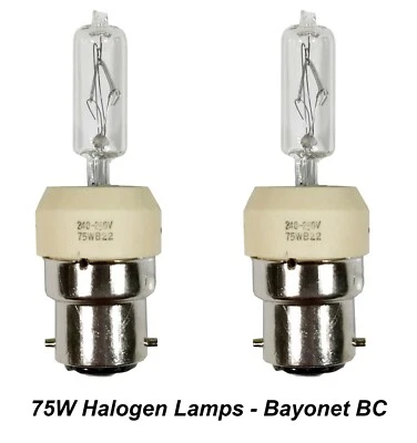 2 x 240V 75W Bayonet Halogen Light Lamp Globes Bulbs BC B22 - Image 1 of 4