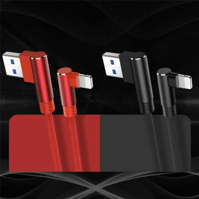 90° Elbow USB For Apple iPhone iPad Data Fast Charge Charger Cable 1M 2M 3M Lead - Image 1 of 4