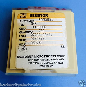 TX1600GG CALIFERIA MICRODISPOSITIVOS RESISTENCIA PELÍCULA DELGADA ROCKWELL 250/unidades - Imagen 1 de 3