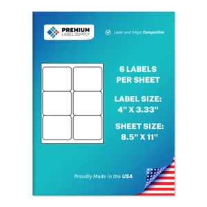 6000 4" x 3.33" Self Adhesive Shipping Address / FBA Labels 6 per sheet * 6 up * - Bild 1 von 2