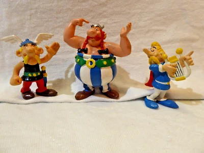 Asterix, Obelix und Troubadix Figuren, ca. 6 bis 8 cm, gebraucht, sehr gut - Bild 1 von 4