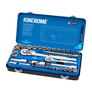 KINCROME 35 PC 1/4 & 1/2" Drv METRIC Socket Set & Accessories Tool Case K28030 - Picture 1 of 8