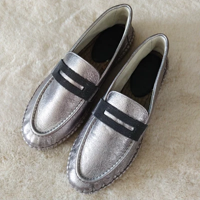 Brunello Cucinelli Monili Alpargatas Metálicas Embellecidas Penny Mocasines 37 7 Foto 1 de 4
