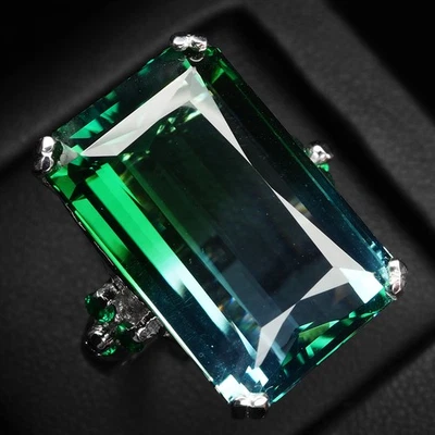 Opulentos anillos de Navidad de plata de ley 925 de 22,90 quilates de turmalina verde azul regalos Foto 1 de 4