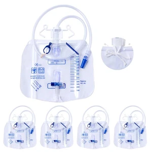 5 Packs Urinary Drainage Bag with Anti-Reflux Chamber Adult Urine Bag with 20... - Picture 1 of 7
