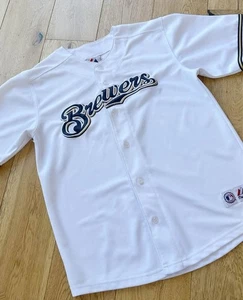 Youths Majestic MLB Milwaukee Brewers #8 Ryan Braun Y2K Baseball Jersey Size Med - Picture 1 of 5