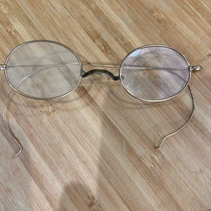 Antique Wire Rim Spectacle Eye Glasses Original w/Case Gold Small Size - Picture 1 of 11