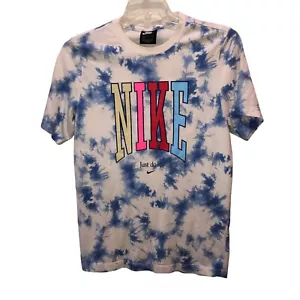Nike Hombres Grande Azul Blanco Paz Mundial Tie Dye Camiseta Gráfica Camiseta Talla L - Imagen 1 de 12