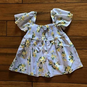 Janie and Jack Smocked Top with Flutter Sleeve blue floral Girls size 12 - Picture 1 of 2
