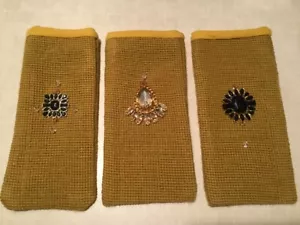 Estuche para gafas, hecho a mano, en punta de aguja, con cuenta, forro interior, nuevo - Imagen 1 de 4