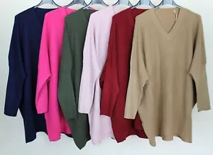 Nuevo Jersey Largo Damas Invierno Cálido Gran Tamaño Capas Italiano Tejido Suave Cuello en V - Imagen 1 de 20