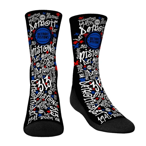 Youth Rock Em Socks  Detroit Pistons Graffiti Crew Socks Cover