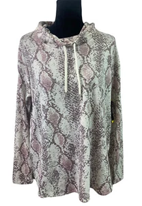 Calvin Klein Cowl Mock Neck Drawstring Pullover Snake Print Women's Size M NWT - Picture 1 of 11