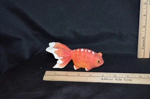 Vintage Carved Wood Hand Painted Goldfish With Inlaid Eyes - Picture 1 of 4