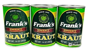 Frank's Bavarian Style Sweet with Caraway Seeds Kraut Sauerkraut 14oz ( 3 Cans ) - Picture 1 of 1