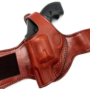 TAGUA Brown Leather LEFT HAND Ankle Holster for S&W BODYGUARD 38 REVOLVER - Picture 1 of 6