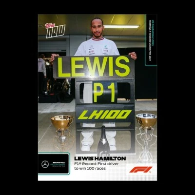 Tarjeta Lewis Hamilton Mercedes 2021 Topps Now Fórmula 1 F1 #55 récord de 100 victorias Foto 1 de 2
