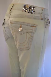 $265 Authentic Rare TRUE RELIGION Women's Low Rise Diamond Straight Denim Jeans - Picture 1 of 12