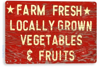 TIN SIGN Fresh Fruits Vegetables Metal Décor Wall Art Store Kitchen Bar A394 - Image 1 of 3