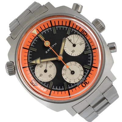 ZENITH Diver chronograph A3736 Super Sub Sea orange dial 1970's - image 1 of 4