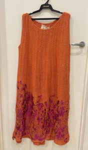 π¨π¨π¨ ON SALE π¨π¨π¨Lorena Laing Linen Weave Dress With Metallic Pink OS - Picture 1 of 10
