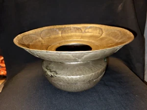 ANTIQUE INDIAN ETHNIC COPPER ISLAMIC HAND WASH POT WASH BASIN OLD NICKEL PLATED - Picture 1 of 12