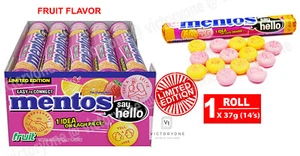 Mentos Say Hello Chewy Mint Limited Edition Gum Sweet 1 Roll x 37g Fruit Flavour - Picture 1 of 5