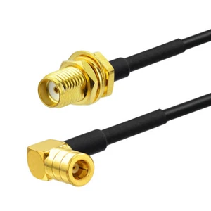 SMA Female Bulkhead Mount to SMB Plug Right Angle RG174 Cable 45cm 10-Pack Test - Picture 1 of 3