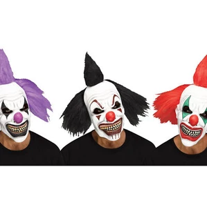 Hooligan Clown Over-Head Costume Mask w Attached Hair, One-Size, 3 Color Options - Picture 1 of 4