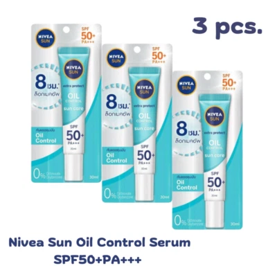 3x30ml Nivea Sun Oil Control Serum SPF50+PA+++ Reduces oiliness doesn't clog - Image 1 of 4