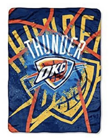 Oklahoma City Thunder Plush 60" by 80" Twin Size Raschel Blanket - NBA Cover