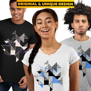 Abstract Flat Art Background Geometric Elements Novelty T-shirt Male Female - Picture 1 of 28