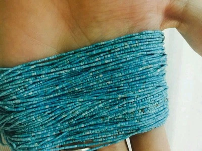 Mini espaciador Heishi turquesa natural afgano de 3 hilos cuentas sueltas 14" 1 mm sin teñir Foto 1 de 3