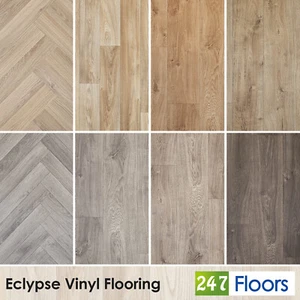 Wood Plank Effect Vinyl Flooring Feltback Lino Roll 2mm Thick Kitchen Bathroom - Picture 1 of 9