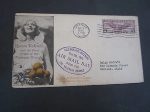 Old Vintage 1930 - QUEEN VALENCIA - ORANGE CA. - Air Mail Day - COVER - Picture 1 of 1