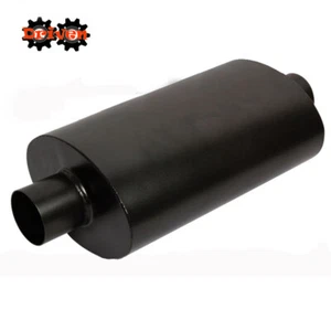 For Honda Universal 2.5 Inlet Outlet Oval Turbo Muffler Black Civic Accord S2000 - Picture 1 of 4