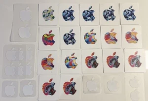 18 Apple Logo Stickers from Used Usa Apple Gift Cards and 14 Apple Stickers - Picture 1 of 1