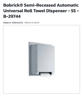 Bobrick B-29744 Auto, Semi-Recessed Roll Paper Towel Dispenser Stainless Steel - Image 1 of 4