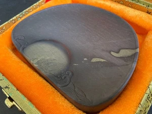 Pietra inchiostro cinese 12 x 9,5 cm Suzuri Sumi Grinder Calligrafia Shodo Shuji Strumento - Foto 1 di 8