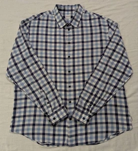 Armani Collezioni Shirt Mens 2XL Blue White Plaid Long Sleeve Button Up Cotton - Picture 1 of 12