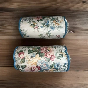 Two Handmade Cylinder Bolster Floral Victorian French Country Cottage Pillows - Picture 1 of 4
