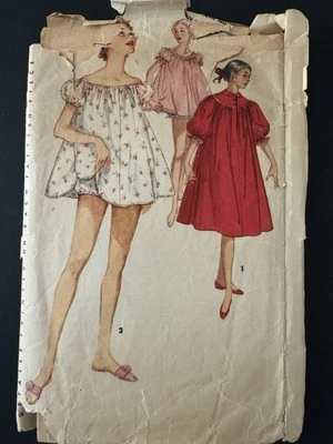 1102 Simplicity Misses Nightgown 2 Lengths PantiesSewing Pattern 12 RARE OOP 50s - Image 1 of 2