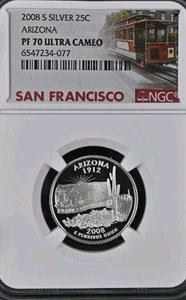 2008 S ARIZONA, state silver Quarter, NGC, PF70, Ultra Cameo - Picture 1 of 5