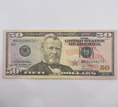 2013 $ 50 Fifty Dollar Green Seal Star Banknote Low Serial Number MB 00098270 * - Image 1 of 2